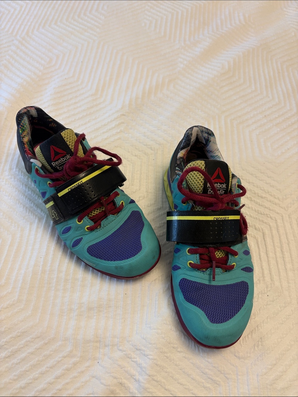 Reebok Custom made women’s Teal, Purple and Red CrossFit Training Sneakers